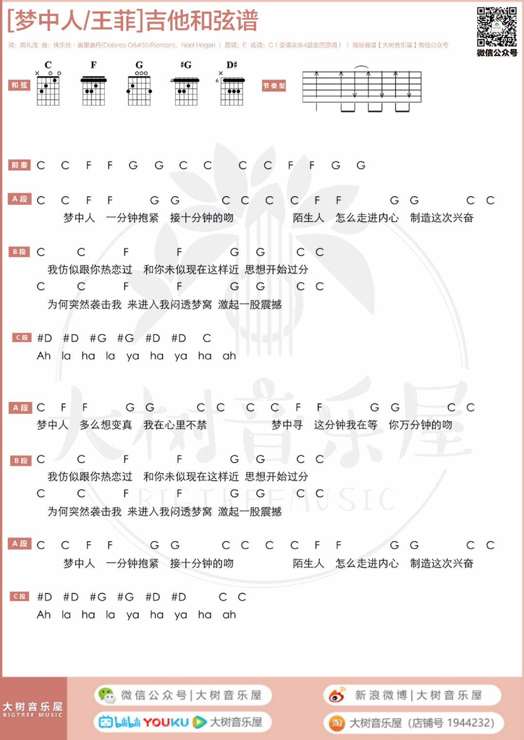 梦中人吉他谱4-王菲