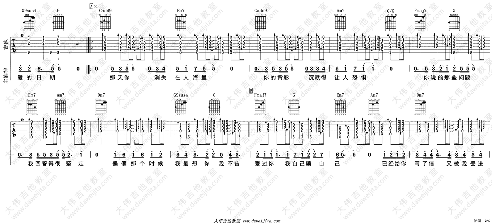 陷阱吉他谱2-王北车