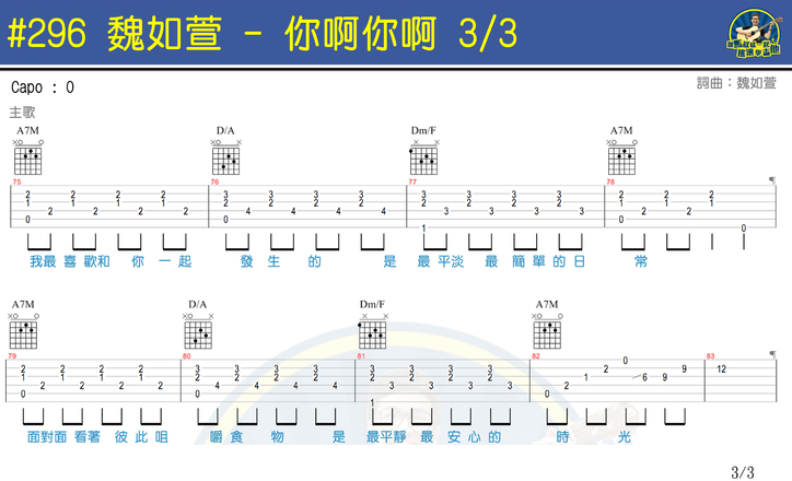 你啊你啊吉他谱3-魏如萱