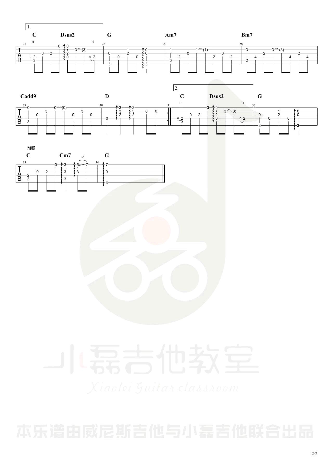昨夜小楼又东风指弹吉他谱2-费玉清