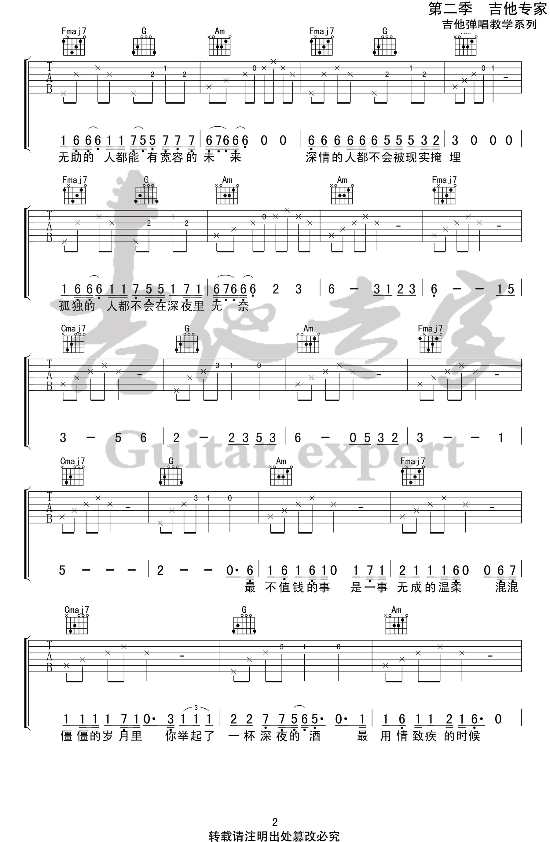 一个人的城市吉他谱2-解忧邵帅