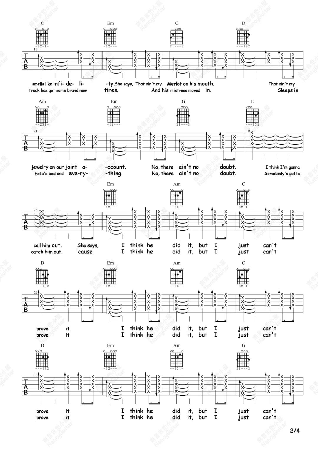 No-Body-No-Crime吉他谱2-Taylor-Swift