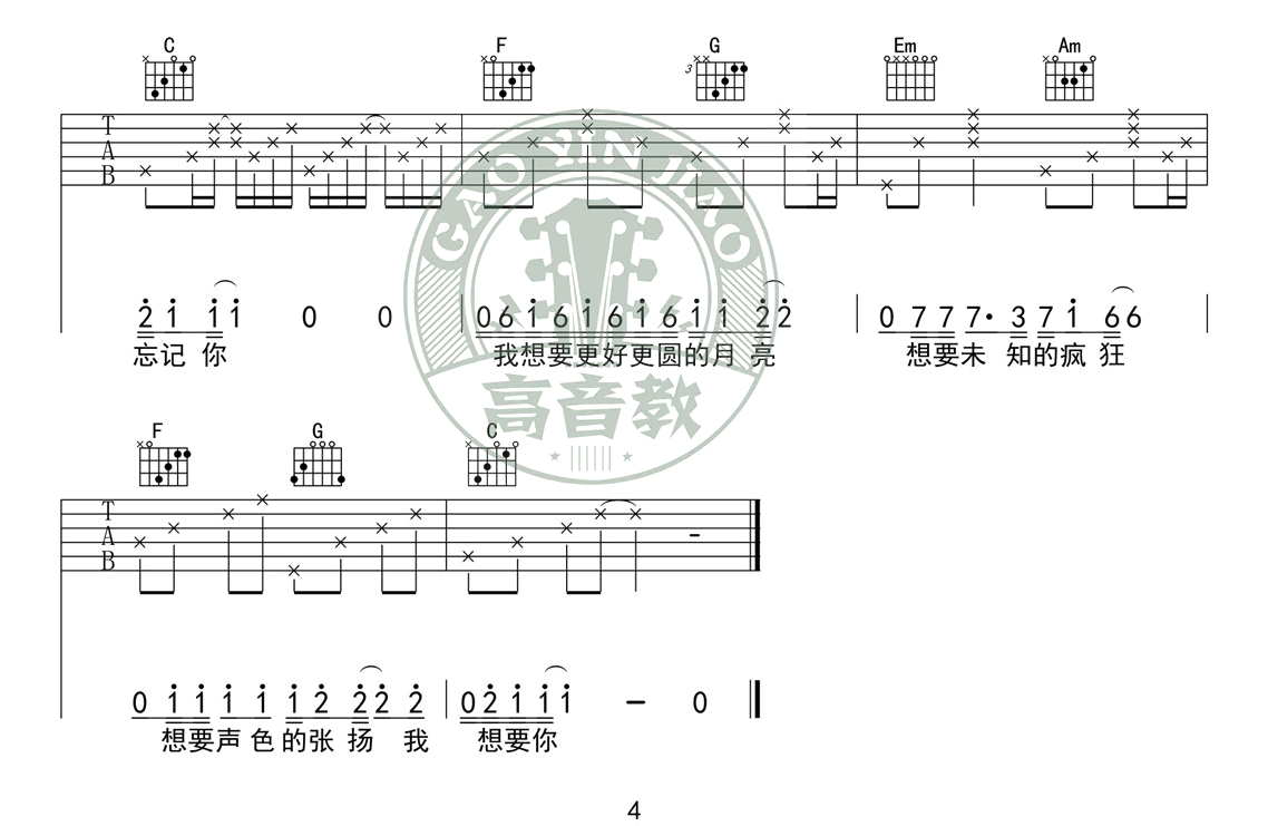 奇妙能力歌吉他谱4-陈粒